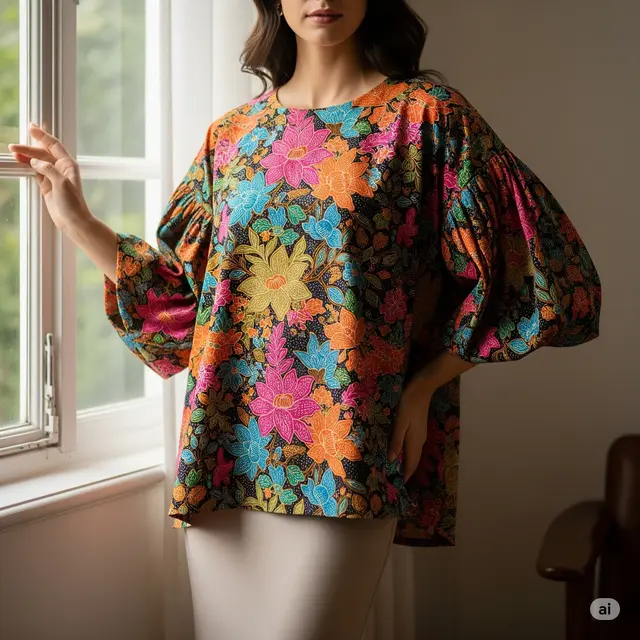 Model Blouse Batik Oversize Wanita Kekinian