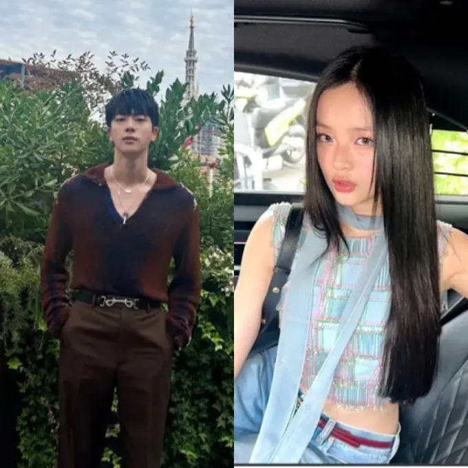 Jin BTS dan Hanni New Jeans saat Hadir di Gucci Milan Fashion Week 2024