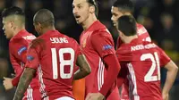 Manchester United hanya mampu bermain imbang melawan FK Rostov pada pertandingan leg pertama babak 16 besar Liga Europa. (AFP/Alexander Nemenov)