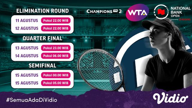 Jadwal dan Live Streaming Pertandingan WTA National Bank Open Pekan Ini di Vidio, 11-15 Agustus 2021