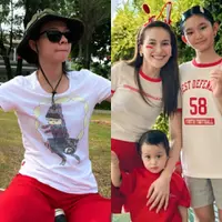 Yuki Kato dan Ayu Ting Ting Padukan Kaos dengan Celana Pendek Merah saat Memperingati Hari Kemerdekaan [@yukikt/@ayutingting92]