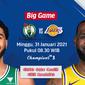 Pertandingan Celtics vs Lakers, Minggu (31/1/2021) pukul 08.30 dapat disaksikan live streaming melaui platform Vidio. (Dok. Vidio)