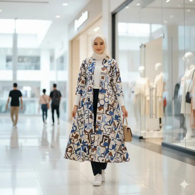 Model Outer Batik Panjang Layering