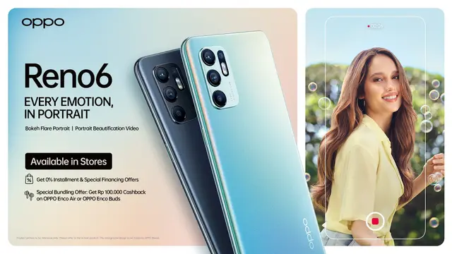 OPPO Reno6 dapat diisi hingga 100% hanya dalam waktu 45 menit.