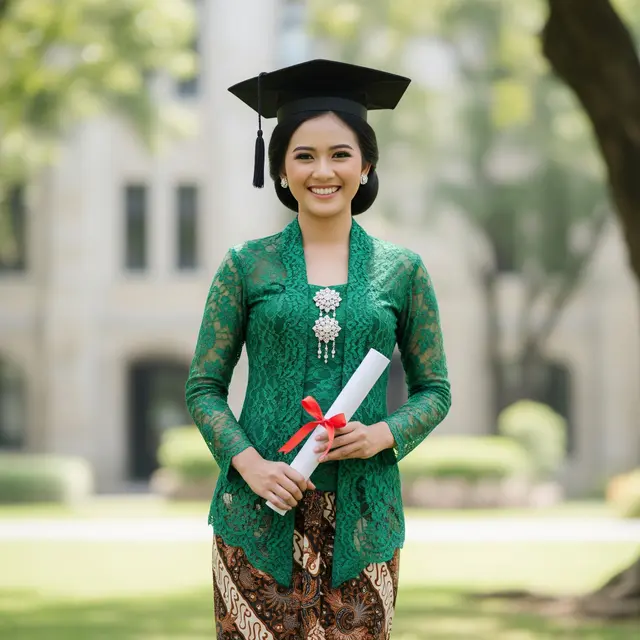 9 Model Kebaya Batik Kombinasi Brokat untuk Wisuda, Pilihan Elegan dan Modern