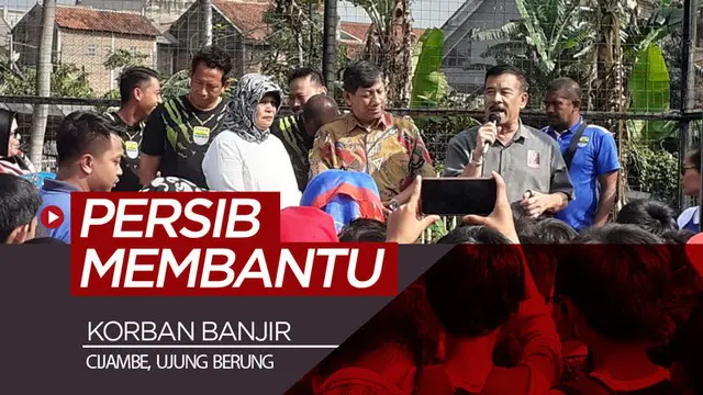 Berita video Persib Bandung membantu korban banjir di Cijambe, Ujung Berung, Bandung.