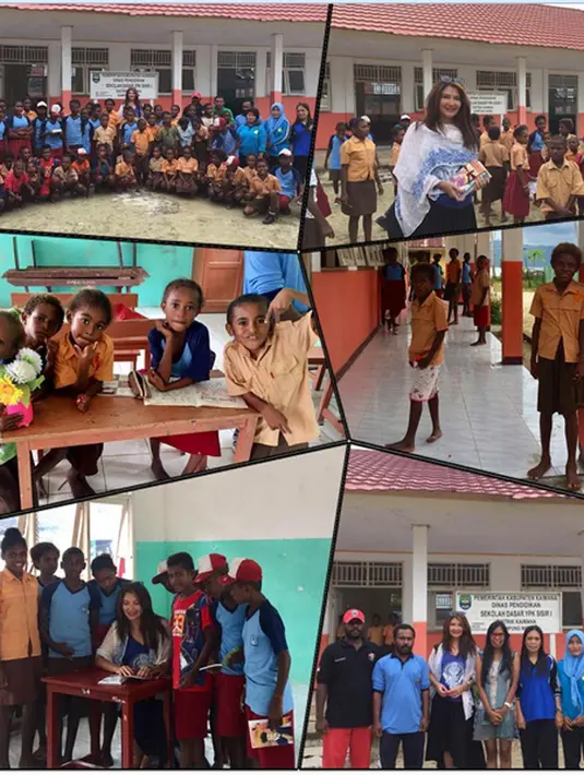 "Berbagi buku, membuka jendela masa depan, with sist @chrissysiahaan di Sekolah SD YPK sisir 1 #Masir #Kaimana #Papuabarat 📚👬👭👫#LearningIsBeautiful," tulisnya dalam Instagram miliknya. (Instagram/tamarableszynskiofficial)