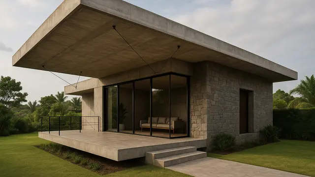Model Teras Dak Gantung ala Pinterest untuk Rumah Minimalis 2025/ Ilustrasi oleh AI