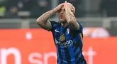 Drama empat gol mewarnai laga Inter Milan kontra Bologna yang berakhir dengan skor imbang 2-2 pada laga tunda pekan ke-19 Liga Italia di Stadion Giuseppe Meazza, Kamis (16/1/2025) dini hari WIB. (AP Photo/Luca Bruno)