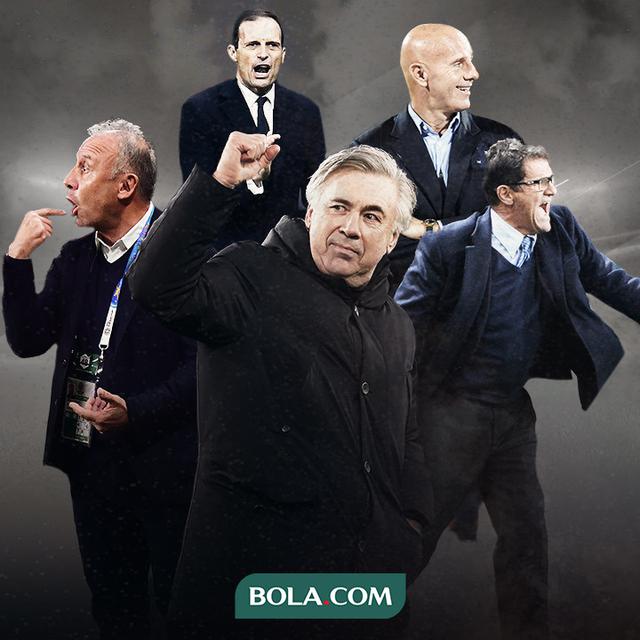Massimiliano Allegri, Carlo Ancelotti, Alberto Zaccheroni, Fabio Capello, dan Arrigo Sacchi
