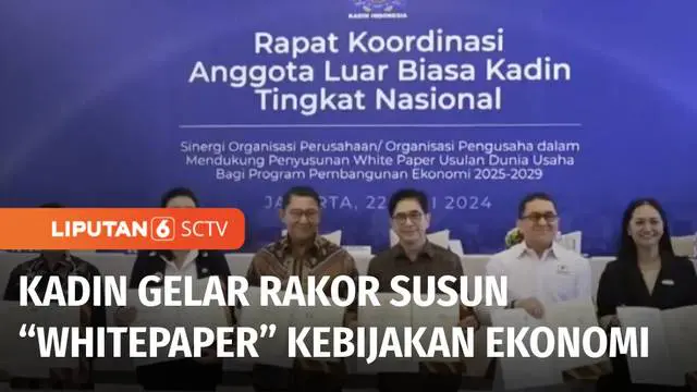 Kamar Dagang dan Industri, Kadin Indonesia menggelar rapat koordinasi dengan sejumlah asosiasi industri. Rakor ini digelar dalam rangka penyusunan white paper, laporan berisi usulan dunia usaha bagi Program Pembangunan Ekonomi Indonesia 2024-2029.