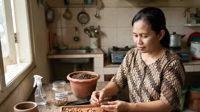 Menanam Kacang Tanah Dalam Wadah