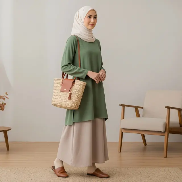 Inspirasi Padu Padan Wanita: Tunik dan Rok Panjang