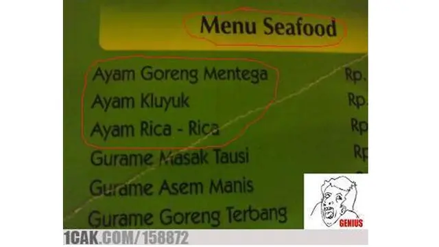 Menu Makanan absurd (Sumber: 1cak)