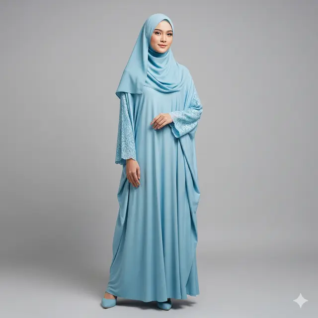 Model Gamis Bahan Jersey dengan Potongan Payung yang Nyaman. Gemini