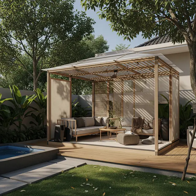 9 Model Teras Rumah Luas Konsep Gazebo Keluarga, Area Santai Estetik