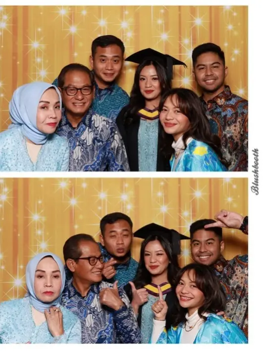 Lintang Aqmarina didampingi keluarga dan suami di hari bahagianya. Tak hanya Lintang, keluarga juga tentunya bangga dengan prestasi Lintang. Dikenal sebagai kakak artis ternama, ucapan selamat juga diterima Lintang dari netizen. Dapat beasiswa LPDP dan berhasil selesaikan studi selama 2 tahun, Lintang Aqmarina menjadi inspirasi untuk banyak anak muda. (Liputan6.com/IG/@lintangaqmarina)