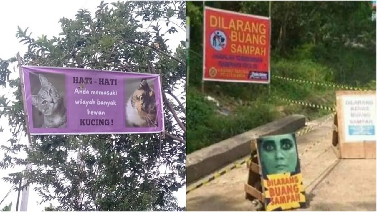 8 Potret Tulisan Spanduk Peringatan di Jalan Ini Nyeleneh Banget