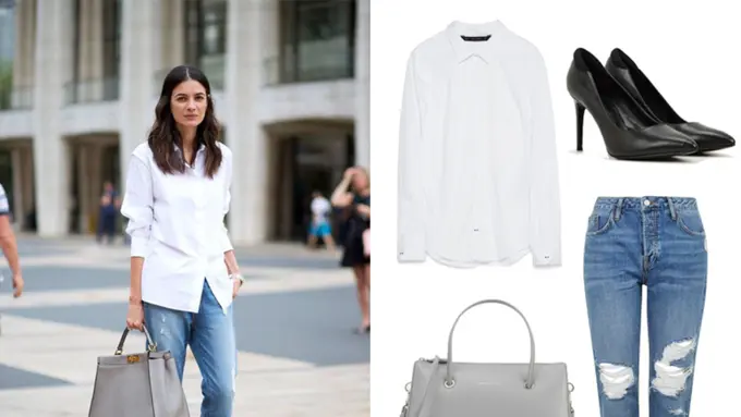 9 Gaya Cool Kemeja Putih dan Ripped Jeans Cocok untuk Kemana Saja