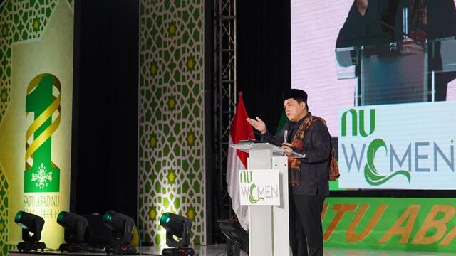 Menteri BUMN Erick Thohir dalam momen NU Women Festival di Jakarta.