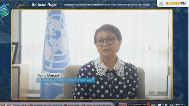 mantan Menteri Luar Negeri Indonesia yang kini menjabat sebagai Utusan Khusus Sekjen PBB untuk Isu Air Dunia, Retno Marsudi