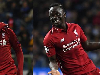 Persaingan menjadi jawara top scorer Premier League semakin seru. Mohamed Salah dan Sadio Mane yang sama-sama mencetak dua gol kala melumat Huddlesfield 5-0 kini bertengger di top 3 pencetak giol terbanyak Premier League. (Kolase Foto AFP)