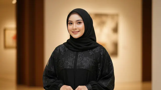 Model Gamis Serba Hitam Tanpa Terlihat Monoton