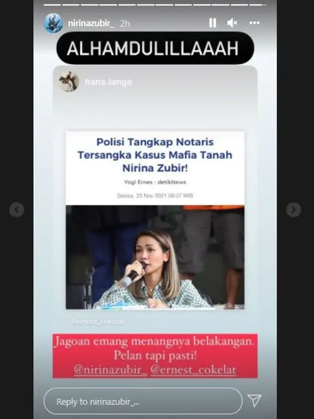 Nirina Zubir ucap Syukur notaris yang menggelapkan Surat Tanah Ibunya ditangkap