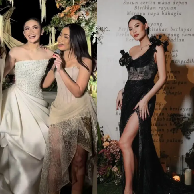 Yura Yunita dan Patricia Gouw saat Resepsi ke-2 Rizky Febian dan Mahalini di Bali