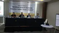 Lembagai riset PolMark Indonesia merilis hasil laporan. (Liputan6.com/ Lizsa Egeham)