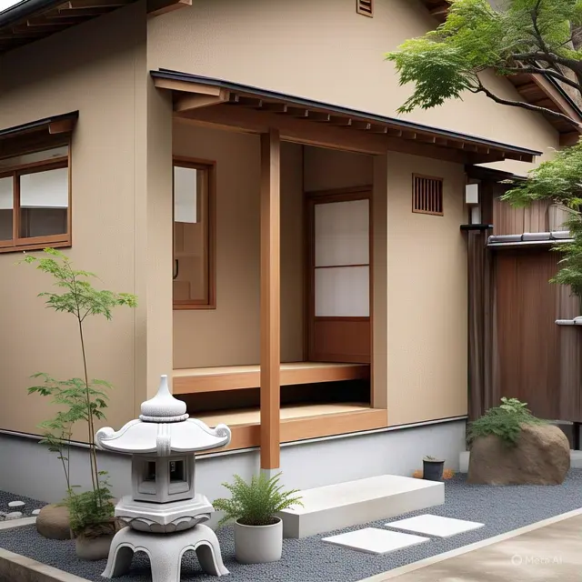 Rumah 5x7 Gaya Japandi dengan Taman Mini Depan