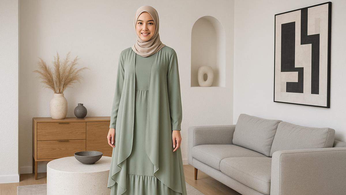 7 Model Gamis dengan Rompi Sifon, Anggun dan Ringan Dipakai Seharian