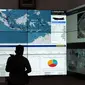 Tampilan data yang ada di Command Center Kantor Kementerian Perhubungan, Jakarta, Minggu (25/12). Menhub Budi Karya memastikan angkutan pada Natal 2016 dan Tahun Baru 2017 berjalan lancar. (Liputan6.com/Helmi Fithriansyah)