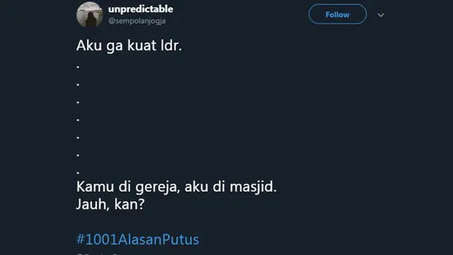 Deretan Alasan Kocak Putus Cinta, Lucu tapi Bikin Kesal