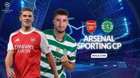 Cover prediksi Arsenal vs Sporting CP - Liga Champions. (Bola.com/Gregah Nurikhsani)