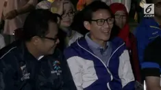 Calon Wakil Presiden, Sandiaga Uno, lebih memilih untuk menonton bareng penutupan yang digelar di Taman Menteng,  Jakarta Pusat.