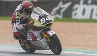 Pembalap Indonesia, Mario Suryo Aji, saat memacu motornya di sesi latihan bebas Moto2 Brasil 2026, Jumat (20/3/2026). (Dok. Honda Team Asia)