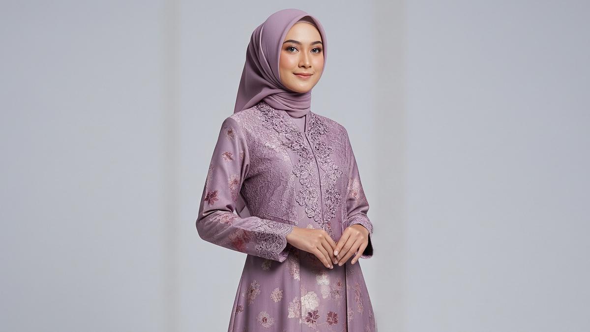 7 Tren Model Gamis Batik Brokat Dusty Lilac Terbaru untuk Ramadan 2026, Warna Manis yang Lagi Hits