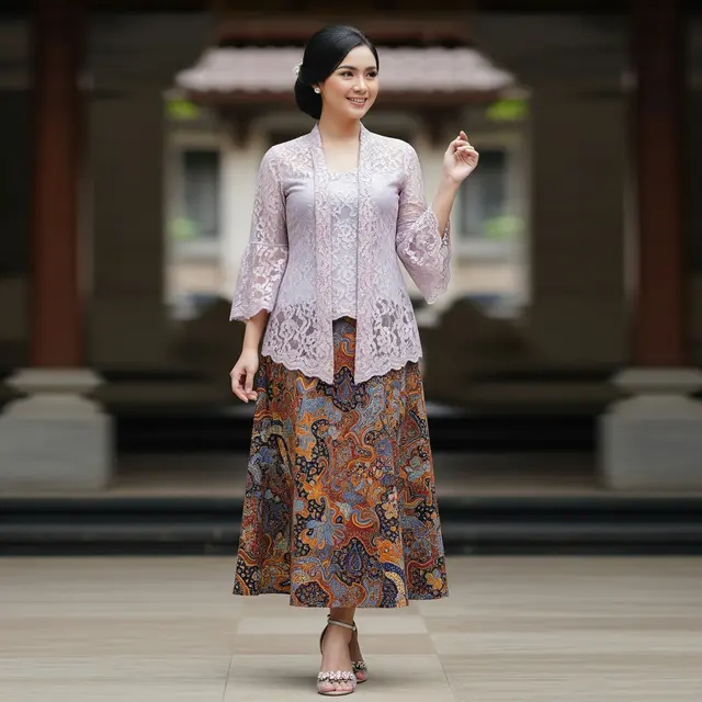 Model Kebaya Simpel dengan Rok Batik A-Line di 2025