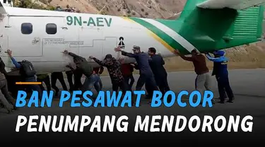 Momen langka terjadi ketika sebuah pesawat alami ban bocor..