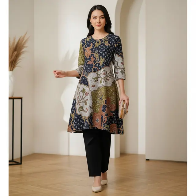 Model Atasan Batik Wanita Elegan Tunik
