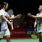 Pebulutangkis ganda putri Indonesia, Meilysa Trias Puspita Sari/Rachel Allesya Rose melakukan selebrasi setelah mencetak angka saat laga 32 besar Indonesia Masters 2023 melawan pebulutangkis ganda putri Amerika Serikat, Francesca Corbett/Allison Lee di Istora Senayan, Jakarta, Rabu (25/01/2023). Meilysa Trias Puspita Sari/Rachel Allesya Rose kalah rubber game 21-8, 19-21 dan 18-21. (Bola.com/Bagaskara Lazuardi)