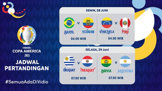 Jadwal dan live streaming Copa America 2021 di Vidio Pekan Ini, 28-29 Juni