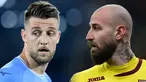 Timnas Serbia telah memanggil para pemain terbaiknya untuk mengarungi pergelaran besar Piala Dunia 2022 Qatar. Dari sekian banyak nama, ada kakak beradik, Sergej dan Vanja Milinkovic-Savic yang masuk dalam daftar skuad The Eagles. (Foto Kolase: AFP/Filippo Monteforte (kiri) dan AFP/Miguel Medina)