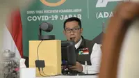 Gubernur Jabar Ridwan Kamil menjadi narasumber webinar "Sistem Pangan Berkelanjutan Jabar di Era Kebiasaan Baru" dari Gedung Pakuan, Kota Bandung, Jumat (19/6/2020). (Foto: Humas Jabar)