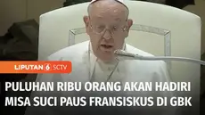 Pemimpin Tertinggi Umat Katolik Sedunia, Paus Fransiskus akan berkunjung ke Indonesia pada awal September ini. Selain akan bertemu dengan Presiden, Sri Paus juga akan menggelar misa suci di Gelora Bung Karno pada 5 September.