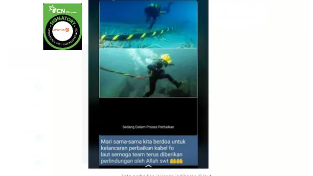 Cek Fakta Liputan6.com menelusuri klaim foto perbaikan kabel internet bawah laut IndiHome