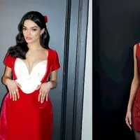 Saat membawakan soundtrack Waiting on a Wish, Rachel mengenakan gaun ikonik rancangan Richard Quinn. [@sarahslutsky].