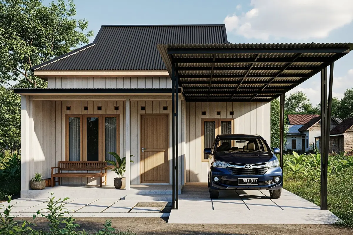Rumah dengan Garasi Terintegrasi (Carport)