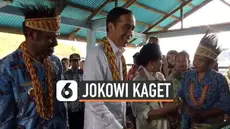 Jokowi dan Iriana mengunjungi Pasar Arfak di Kaimani, Papua Barat. Jokowi kaget karena harga satu plastik buah markisa dan stroberi ratusan ribu Rupiah.